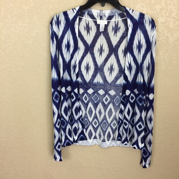 SALE
 Chico’s Size 0 Small Blue White Flowy CardiganF45 - Picture 2 of 6